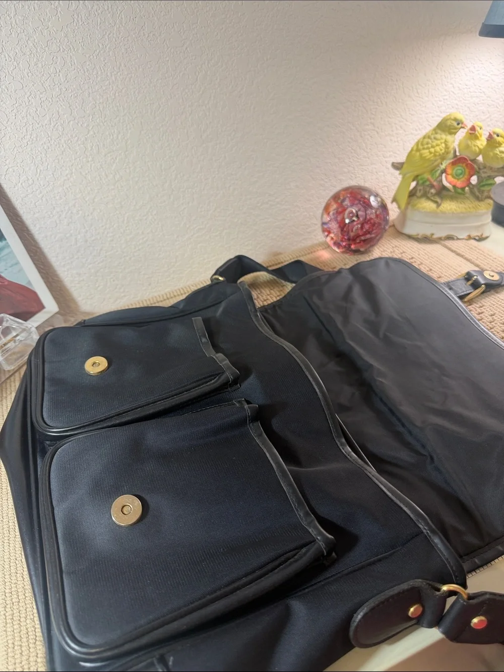 Vintage 90s Valentino Garavani Sport Black Nylon Leather Messenger Bag
